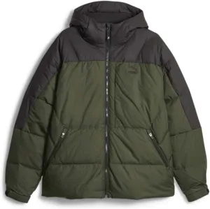 PUMA Mens Down Full-Zip Jacket Athletic Outerwear Casual Fleece Lined - Green - Size XL