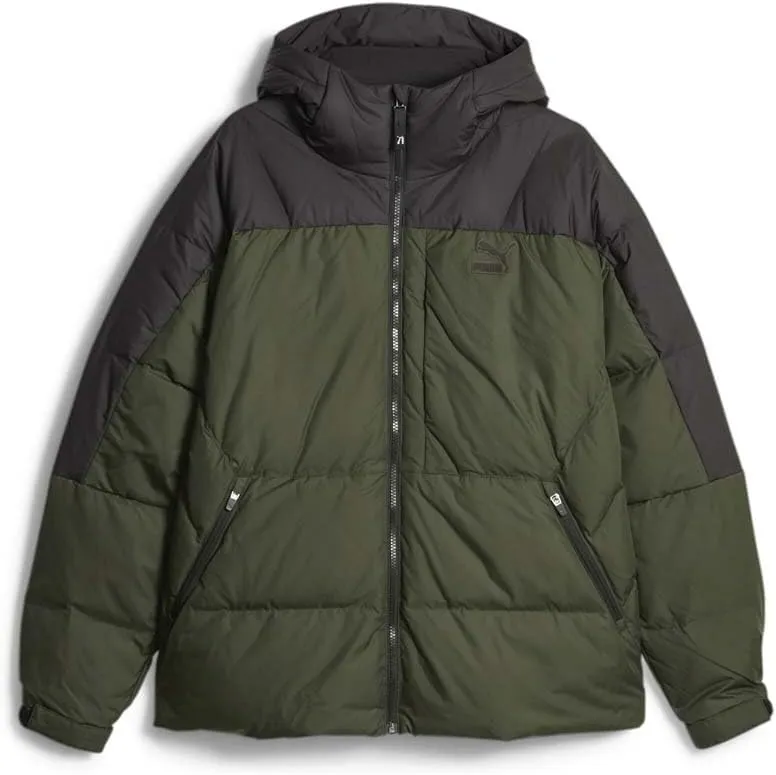 PUMA Mens Down Full-Zip Jacket Athletic Outerwear Casual Fleece Lined - Green - Size XL