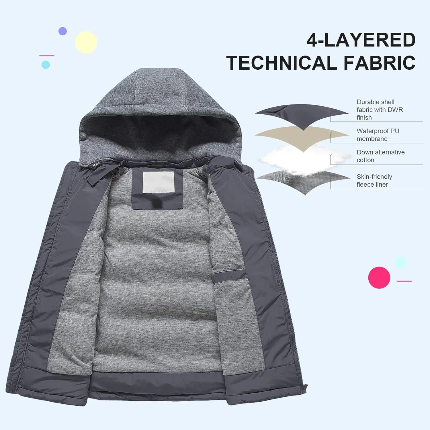 Pursky Girl's and Boy's Warm Puffer Vest Coat Water Resistant Sleeveless Jacket With Detachable Hood for 6-14Y