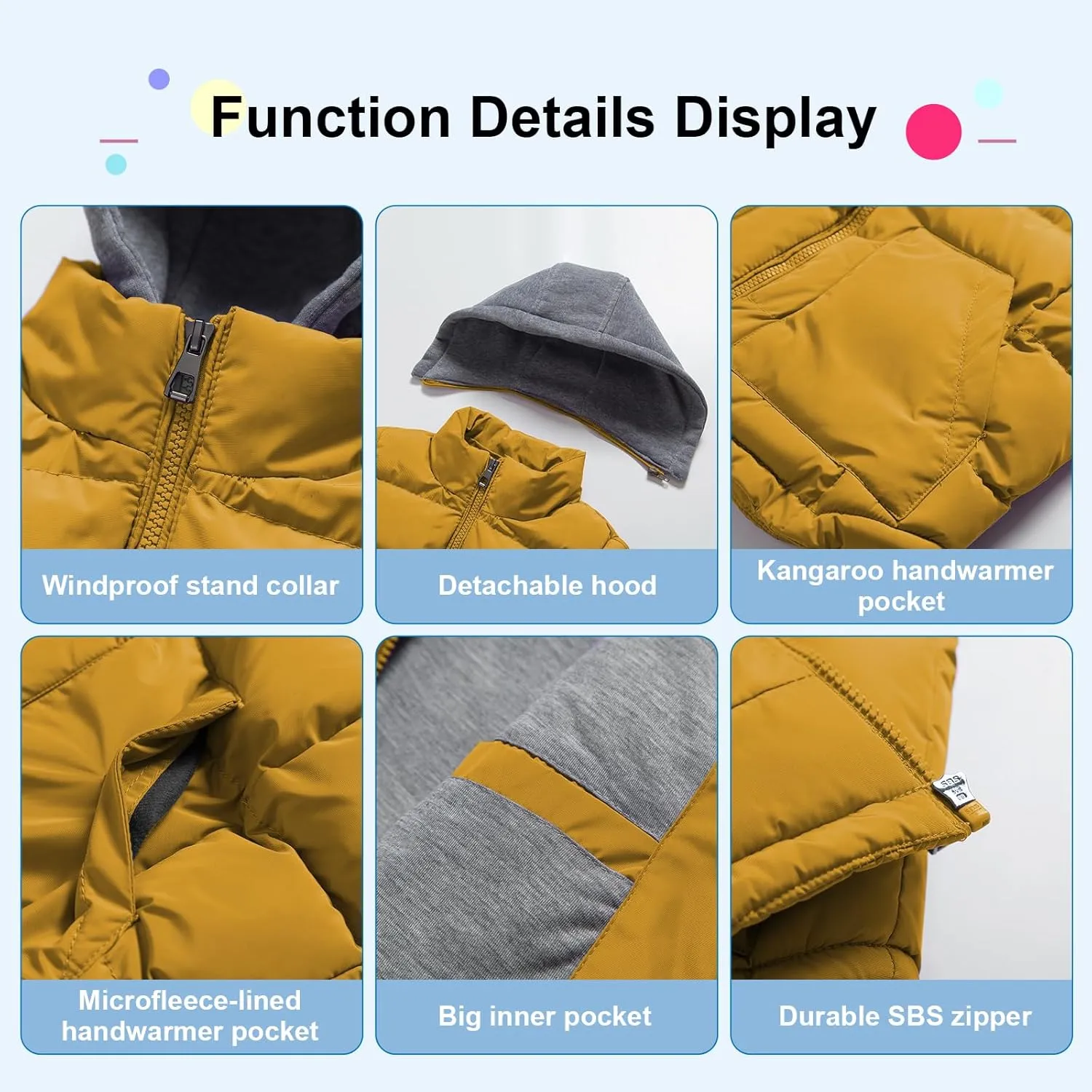 Pursky Girl's and Boy's Warm Puffer Vest Coat Water Resistant Sleeveless Jacket With Detachable Hood for 6-14Y