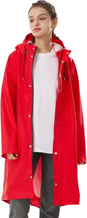 Raincoat for Women Waterproof Rain Jackets with Hooded Hiking Coat Outdoor Lightweight Windbreaker Hood Trench Coat