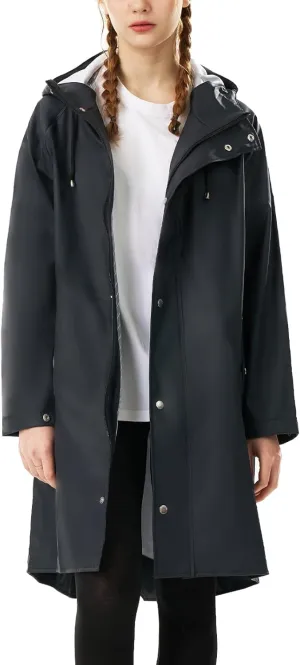 Raincoat for Women Waterproof Rain Jackets with Hooded Hiking Coat Outdoor Lightweight Windbreaker Hood Trench Coat