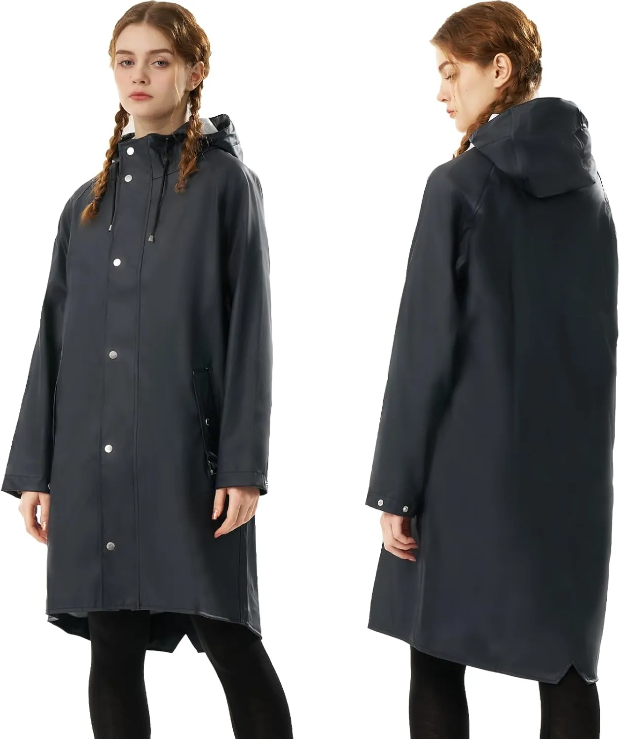 Raincoat for Women Waterproof Rain Jackets with Hooded Hiking Coat Outdoor Lightweight Windbreaker Hood Trench Coat