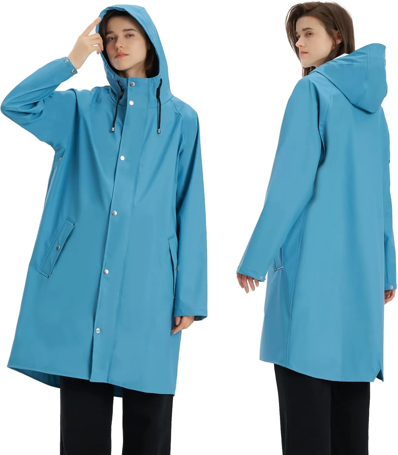 Raincoat for Women Waterproof Rain Jackets with Hooded Hiking Coat Outdoor Lightweight Windbreaker Hood Trench Coat