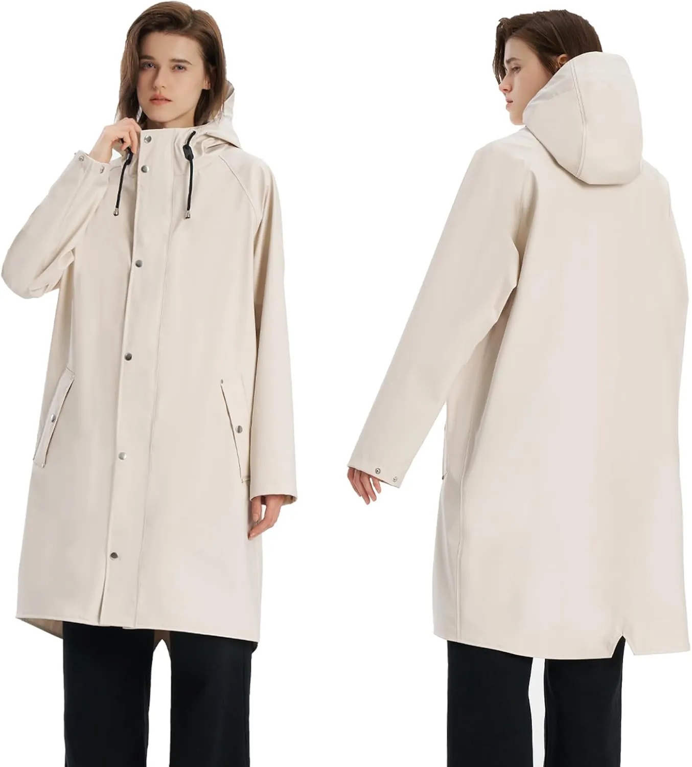 Raincoat for Women Waterproof Rain Jackets with Hooded Hiking Coat Outdoor Lightweight Windbreaker Hood Trench Coat