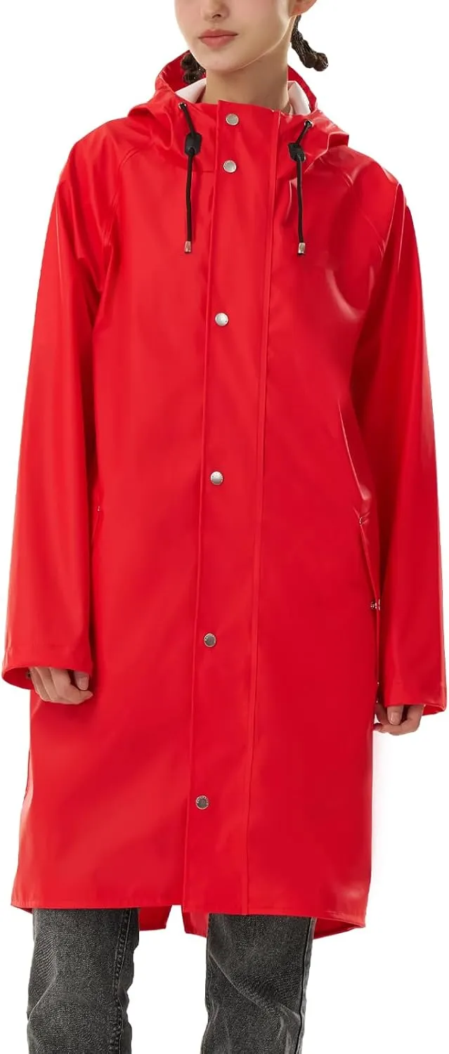 Raincoat for Women Waterproof Rain Jackets with Hooded Hiking Coat Outdoor Lightweight Windbreaker Hood Trench Coat