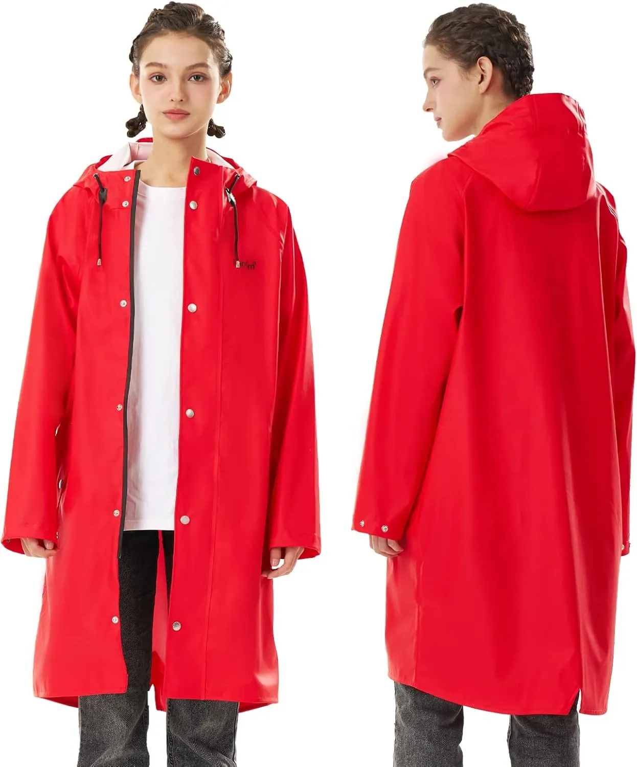 Raincoat for Women Waterproof Rain Jackets with Hooded Hiking Coat Outdoor Lightweight Windbreaker Hood Trench Coat