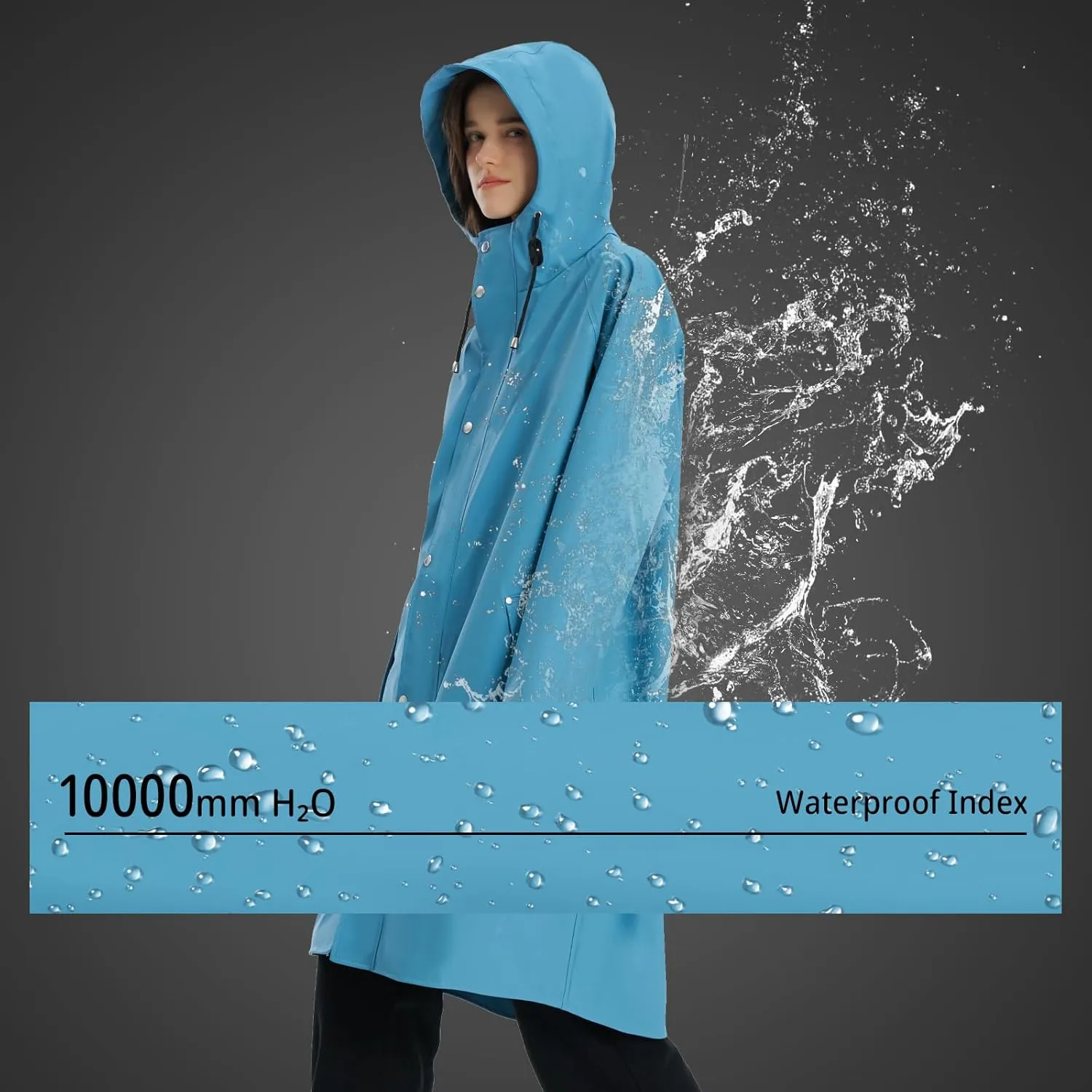 Raincoat for Women Waterproof Rain Jackets with Hooded Hiking Coat Outdoor Lightweight Windbreaker Hood Trench Coat
