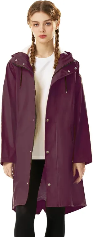Raincoat for Women Waterproof Rain Jackets with Hooded Hiking Coat Outdoor Lightweight Windbreaker Hood Trench Coat