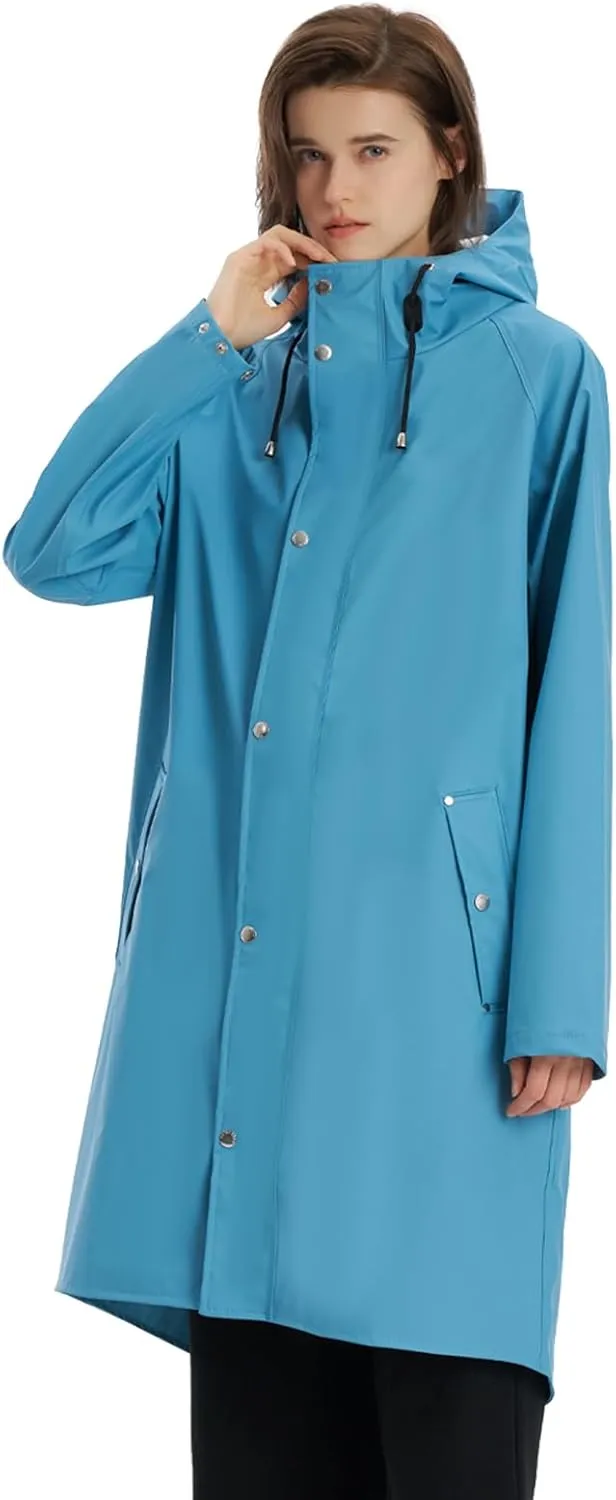 Raincoat for Women Waterproof Rain Jackets with Hooded Hiking Coat Outdoor Lightweight Windbreaker Hood Trench Coat