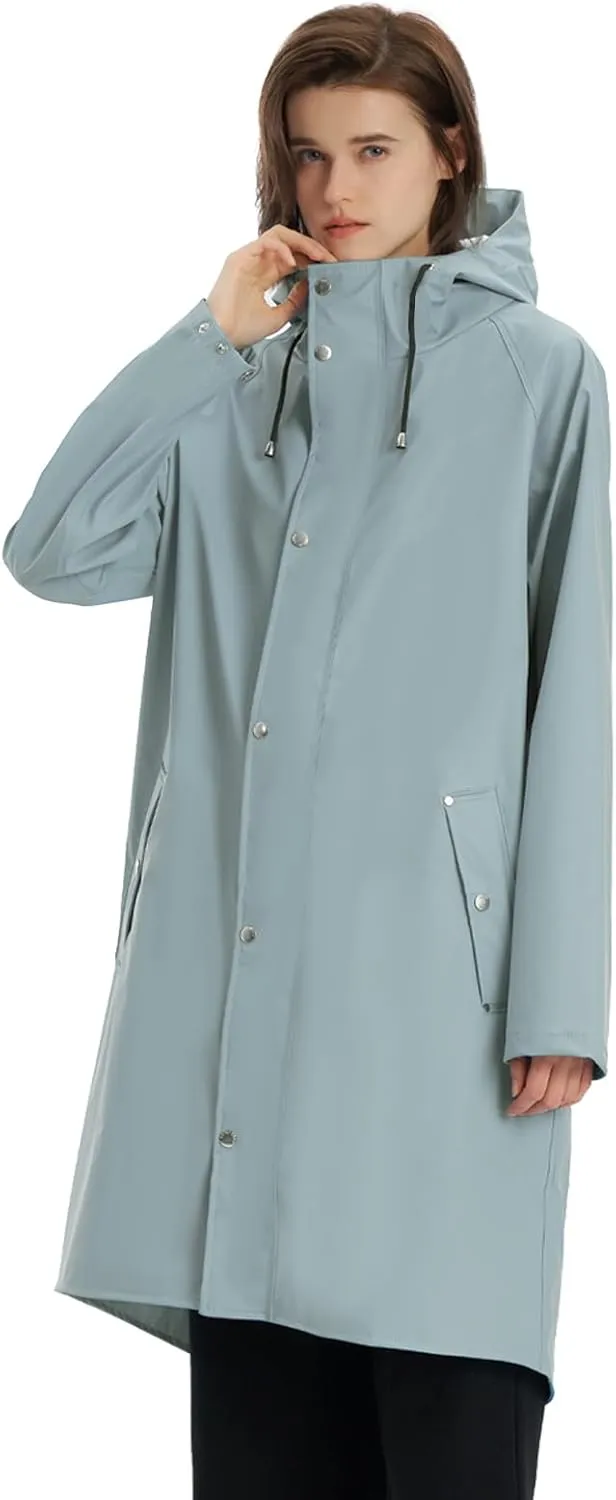 Raincoat for Women Waterproof Rain Jackets with Hooded Hiking Coat Outdoor Lightweight Windbreaker Hood Trench Coat