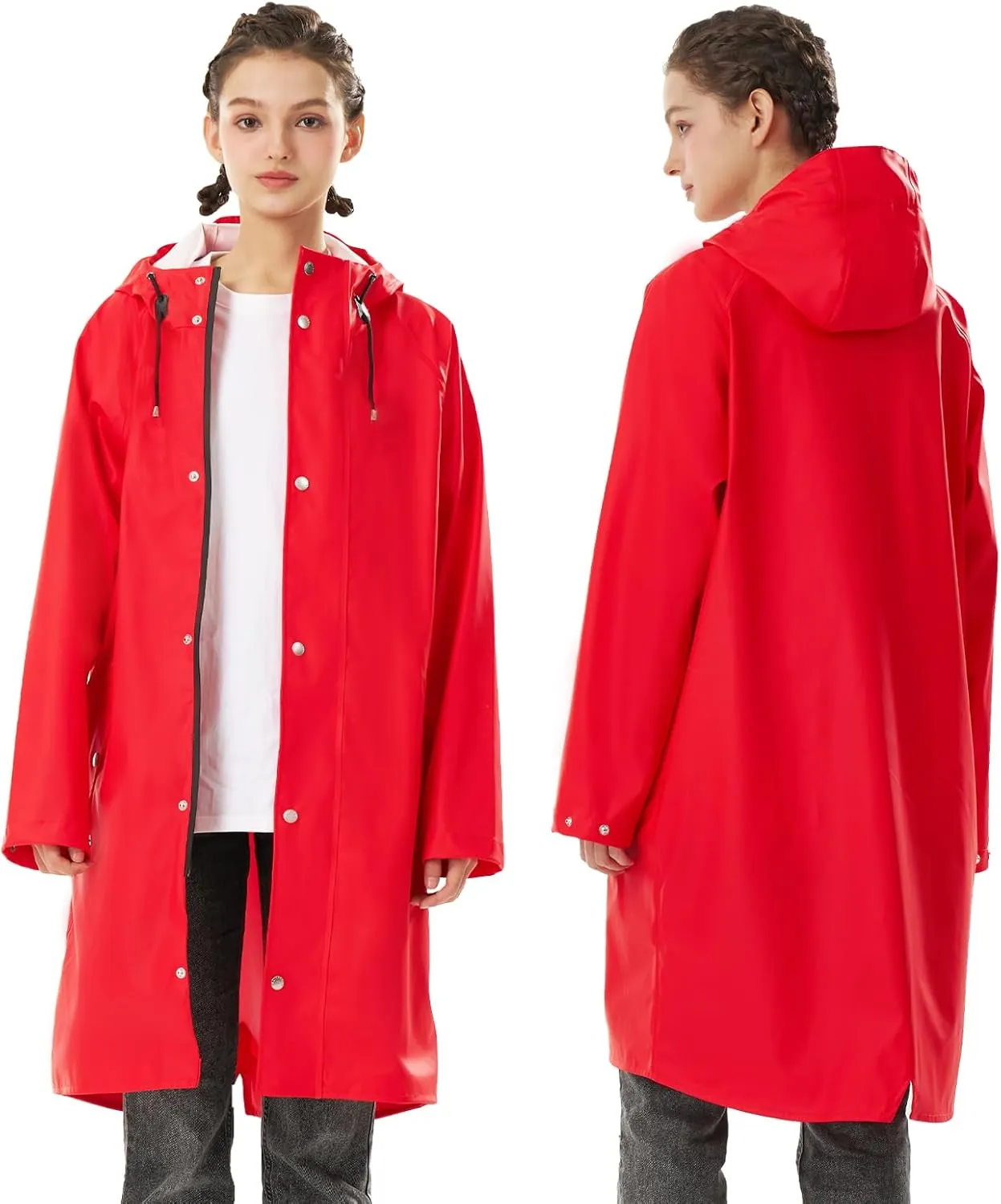 Raincoat for Women Waterproof Rain Jackets with Hooded Hiking Coat Outdoor Lightweight Windbreaker Hood Trench Coat