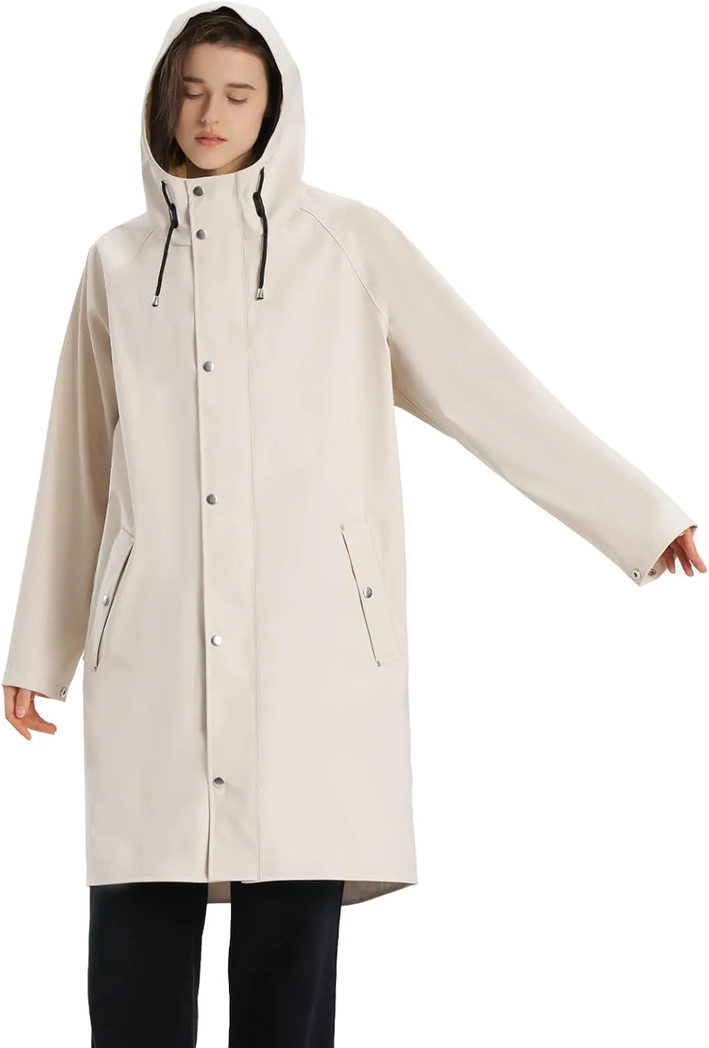 Raincoat for Women Waterproof Rain Jackets with Hooded Hiking Coat Outdoor Lightweight Windbreaker Hood Trench Coat