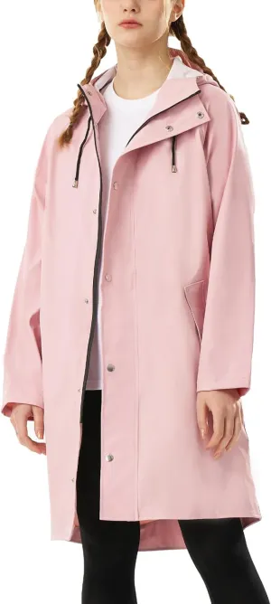 Raincoat for Women Waterproof Rain Jackets with Hooded Hiking Coat Outdoor Lightweight Windbreaker Hood Trench Coat