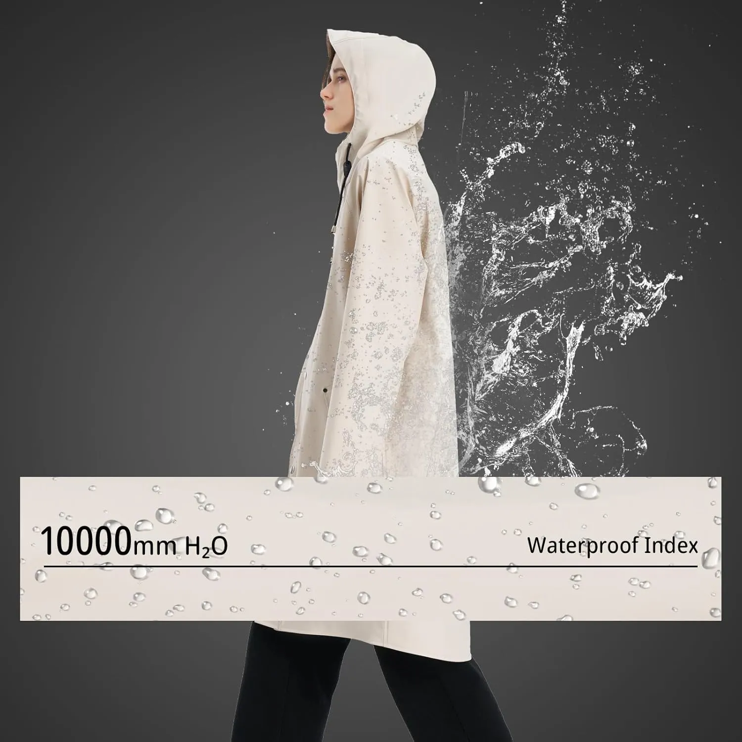 Raincoat for Women Waterproof Rain Jackets with Hooded Hiking Coat Outdoor Lightweight Windbreaker Hood Trench Coat