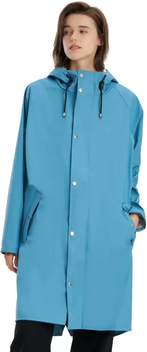 Raincoat for Women Waterproof Rain Jackets with Hooded Hiking Coat Outdoor Lightweight Windbreaker Hood Trench Coat