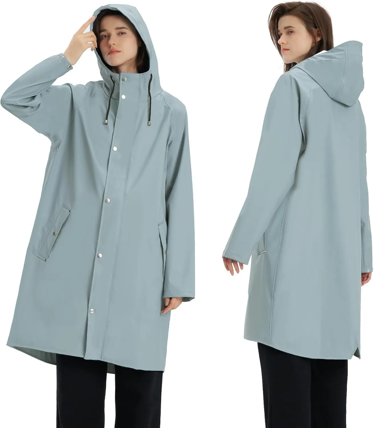 Raincoat for Women Waterproof Rain Jackets with Hooded Hiking Coat Outdoor Lightweight Windbreaker Hood Trench Coat