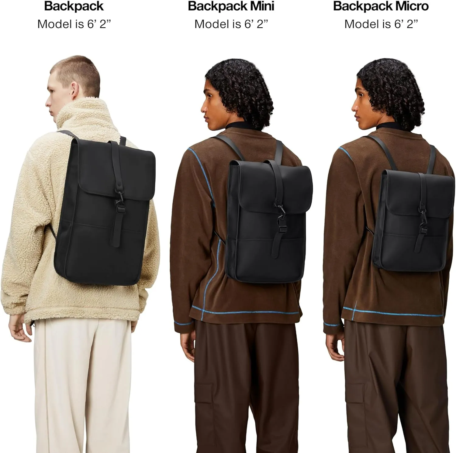 RAINS Backpack  Durable Waterproof Laptop Backpack for Men and Women for Travel, Work and Commuting  Black Bag with Secure Closure  15" Laptop Pocket  2 Year Warranty