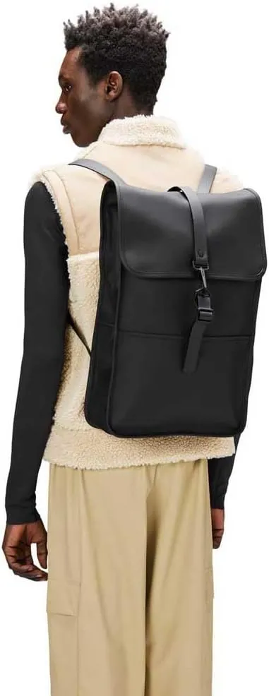 RAINS Backpack  Durable Waterproof Laptop Backpack for Men and Women for Travel, Work and Commuting  Black Bag with Secure Closure  15" Laptop Pocket  2 Year Warranty