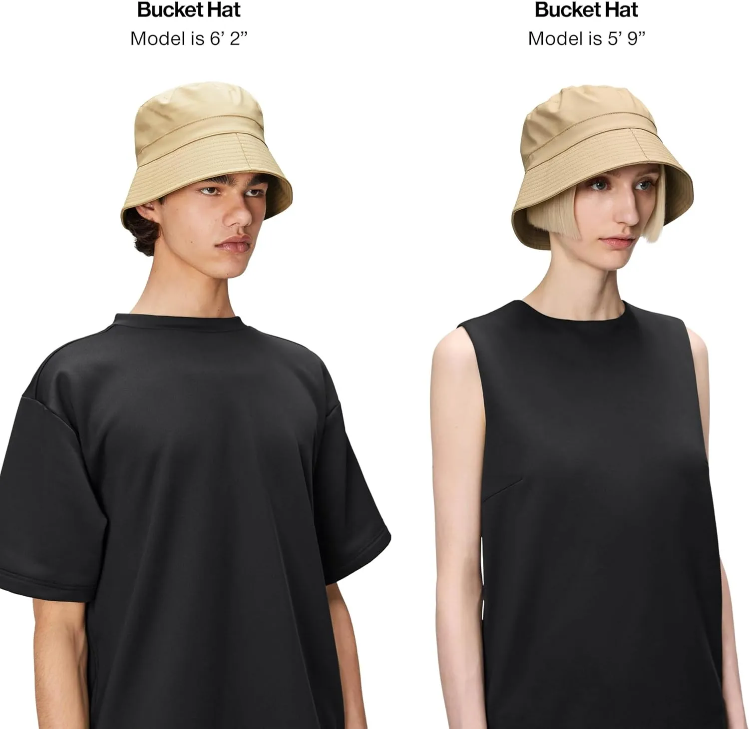 RAINS Bucket Hat - Lightweight PU Fabric, Soft Lining, Modern Design with Vertical Rim & Stitch Details for Comfort