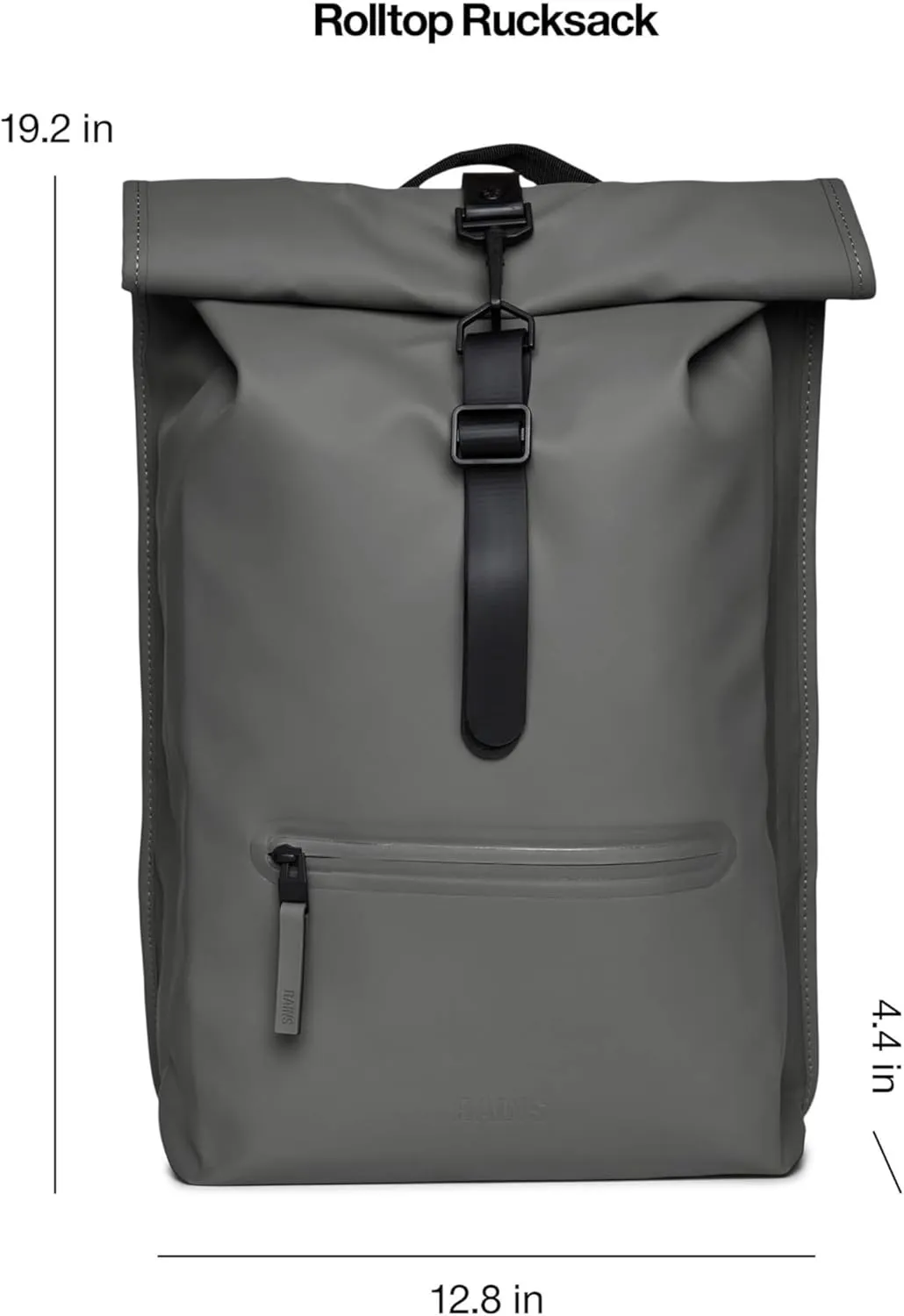 RAINS Rolltop Rucksack -Backpack - Waterproof Backpack for Women and Men - Rucksack for Travel and Work (Grey)