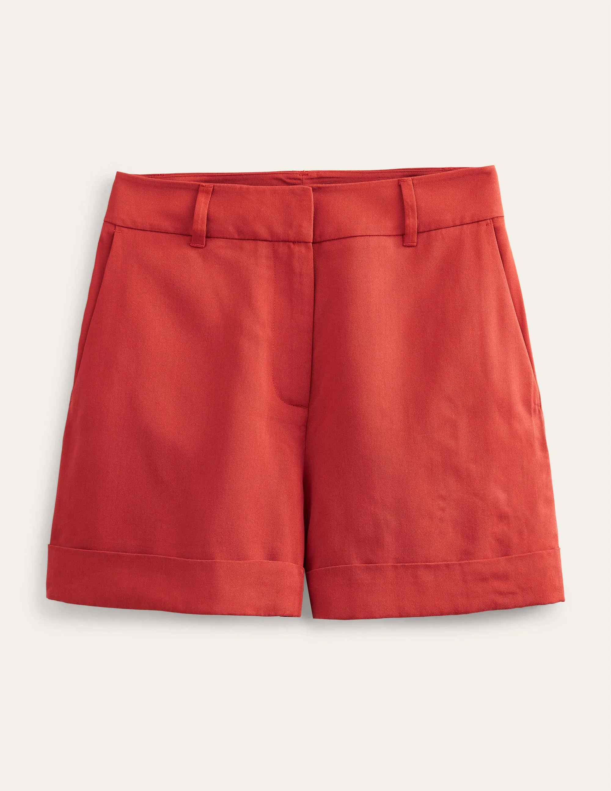 Relaxed Turn Up Shorts-Tomato