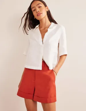 Relaxed Turn Up Shorts-Tomato