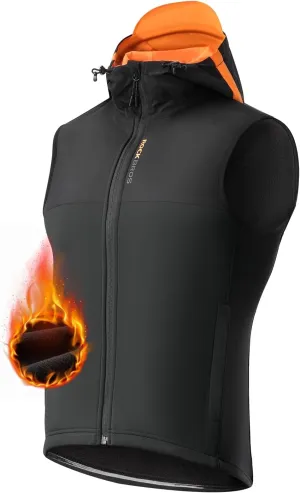 ROCKBROS Cycling Vest Winter Men's Vest Warm Outerwear Vest for Men Fleece Lined Windproof Sleeveless Jacket