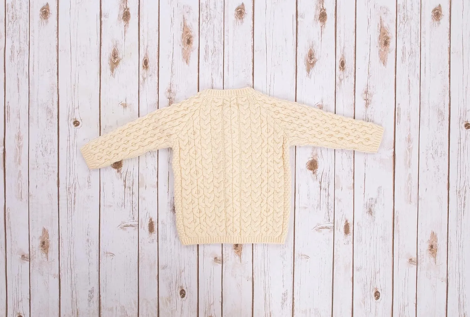 SAOL Aran Cardigan for Kids: 100% Merino Wool, Crew Neck, and Button Front - Made in Ireland
