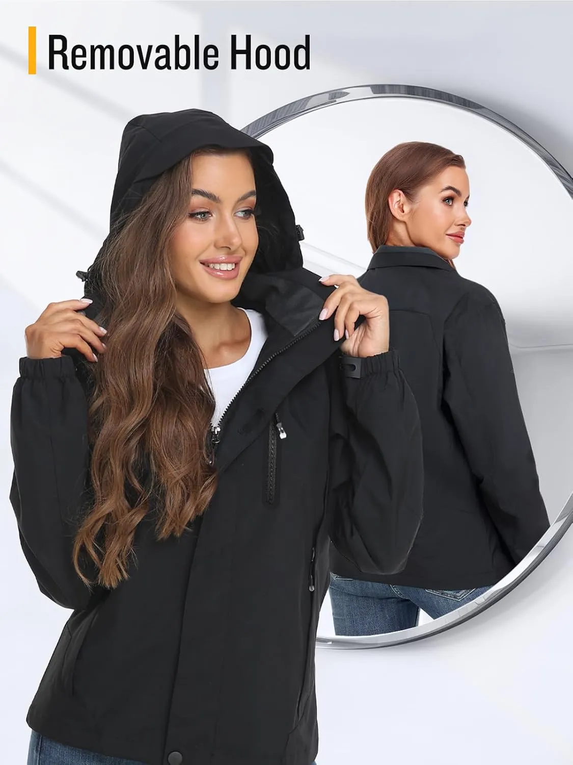 SaphiRose Womens Waterproof Rain jacket Lightweight Active Outdoor Raincoat with Removable Hood