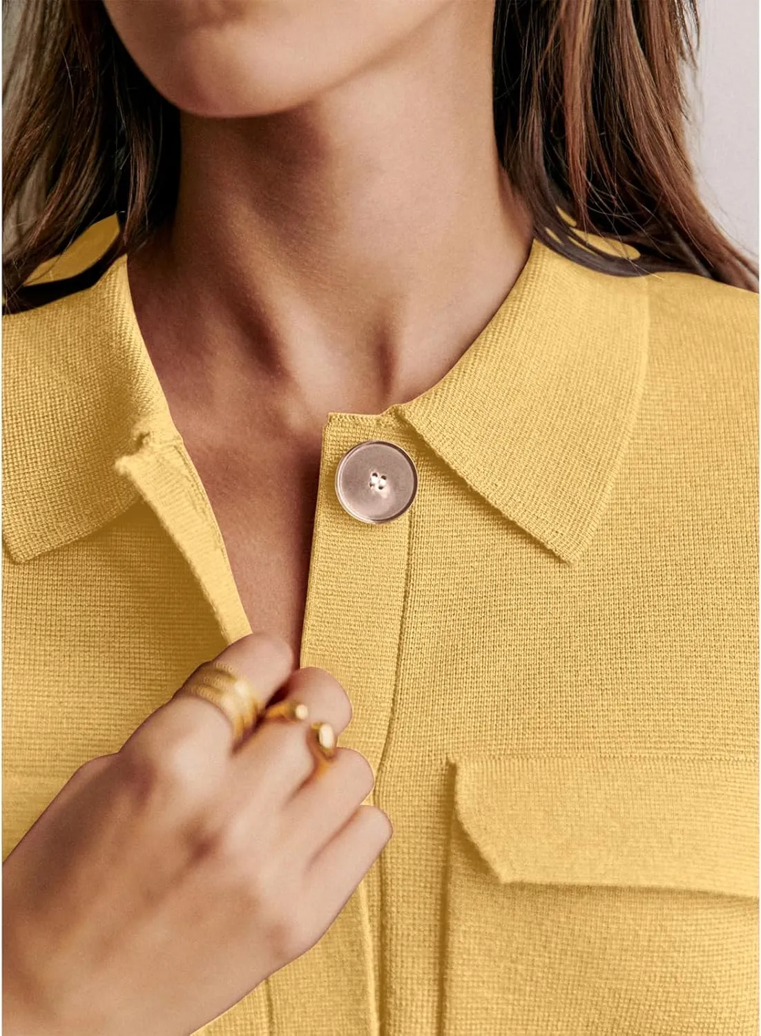 Senllen Women Cropped Cardigan Sweaters 2025 Casual Trendy Collared Button Down Open Front Long Sleeve Knit Shackets Jackets