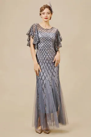 Sequined Striped Mesh Mermaid Dress