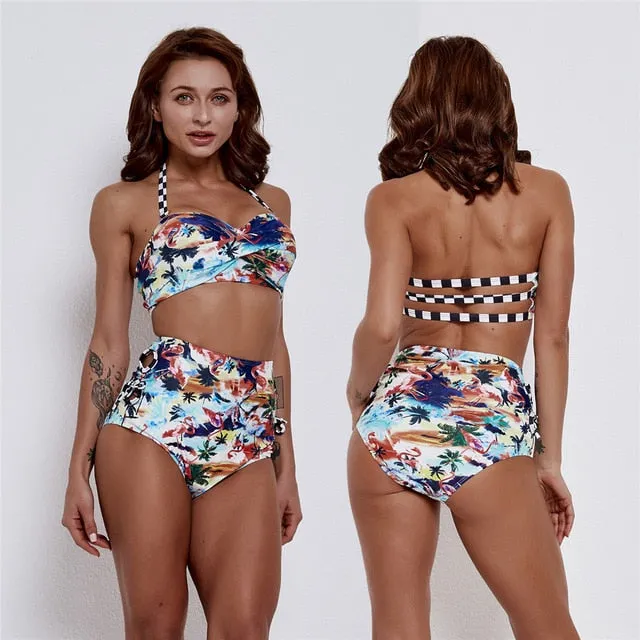 Sexy Retro Push Up High Waist Bikini