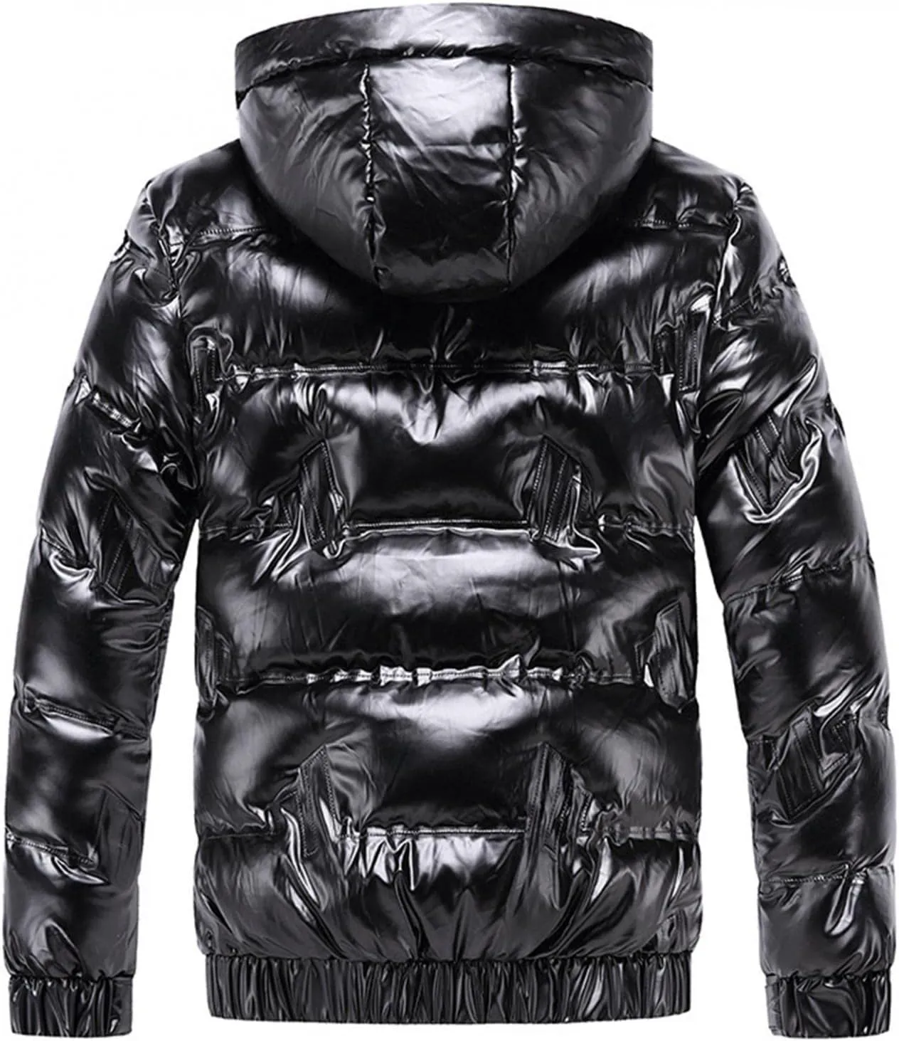 Shiny Down Jackets for Mens Winter Thicken Puffer Jacket Coats with Removable Hood Fashion Parka Coat Outerwear