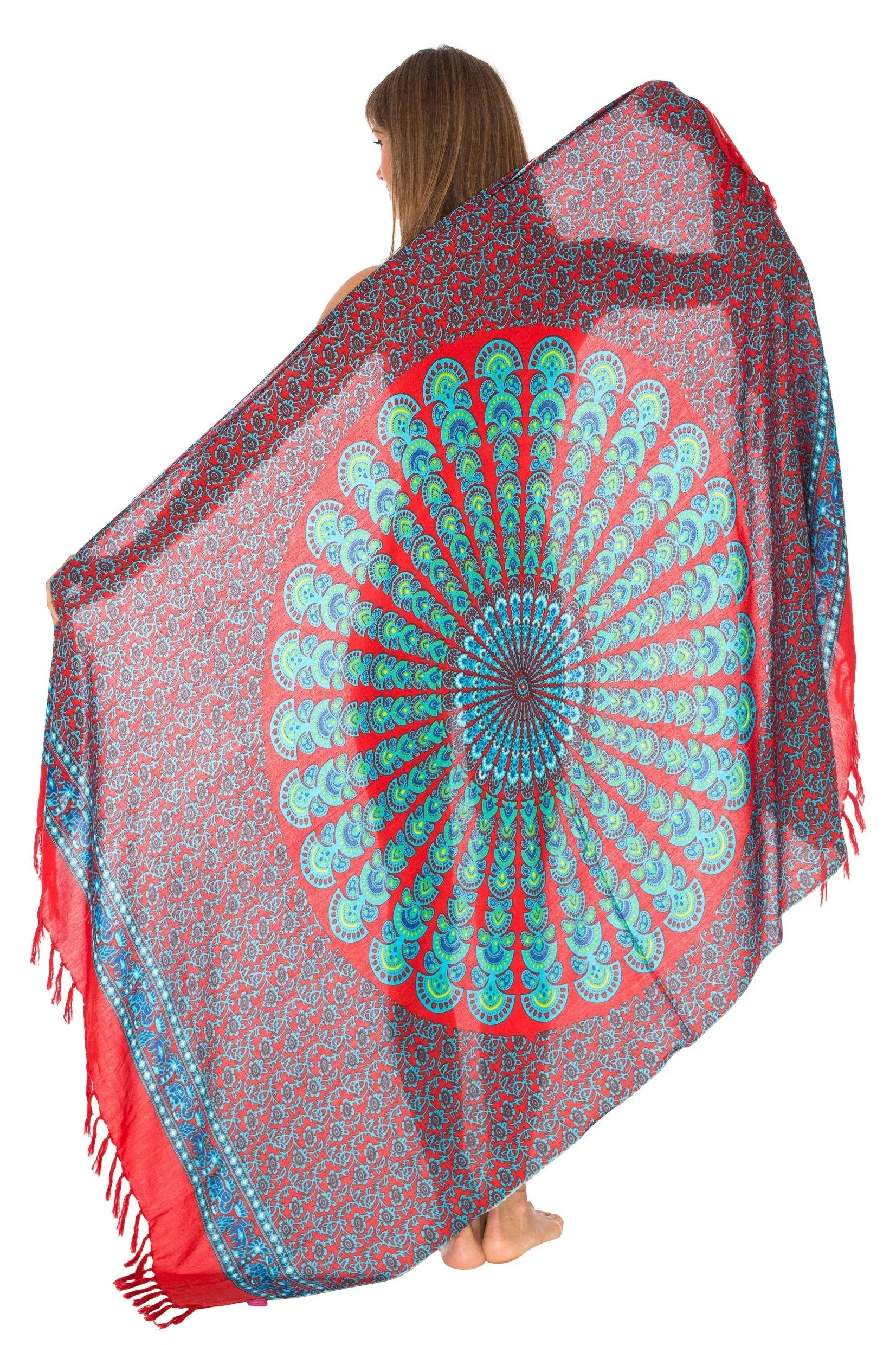 SHU-SHI Women Beach Cover Up Sarong Swimsuit Cover-Up Pareo Coverups Print