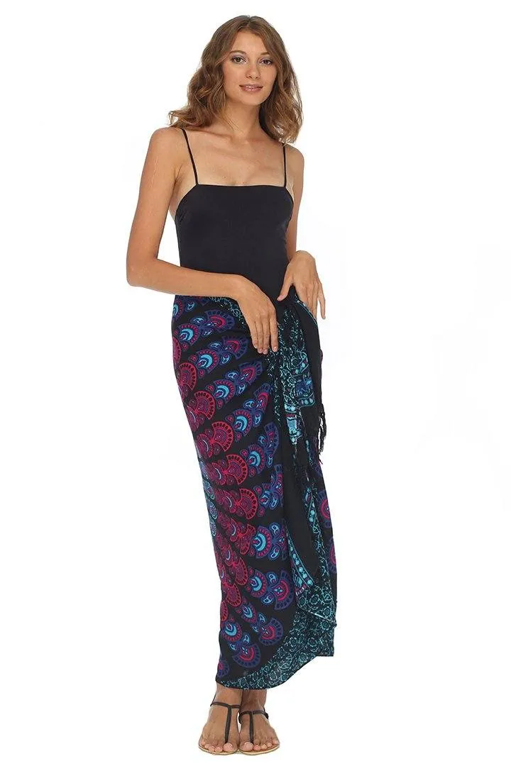 SHU-SHI Women Beach Cover Up Sarong Swimsuit Cover-Up Pareo Coverups Print