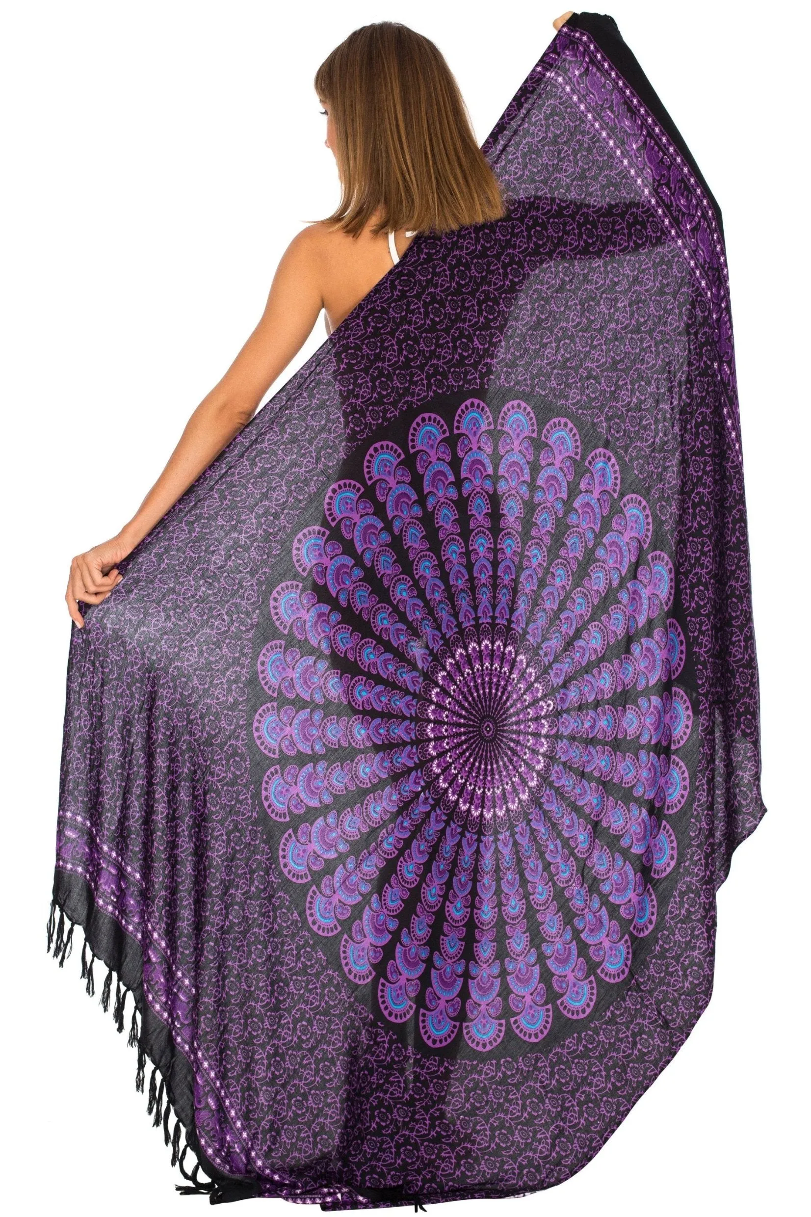 SHU-SHI Women Beach Cover Up Sarong Swimsuit Cover-Up Pareo Coverups Print