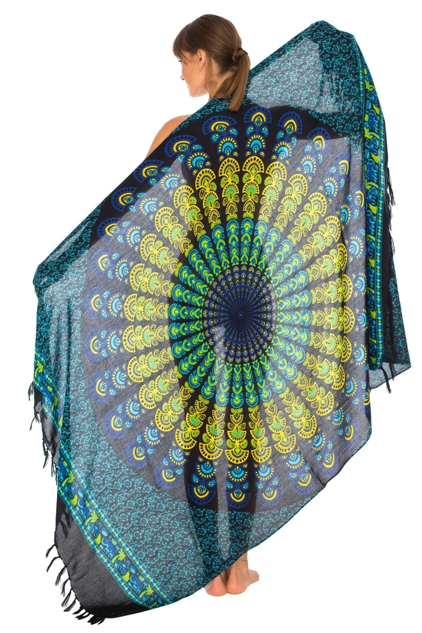 SHU-SHI Women Beach Cover Up Sarong Swimsuit Cover-Up Pareo Coverups Print