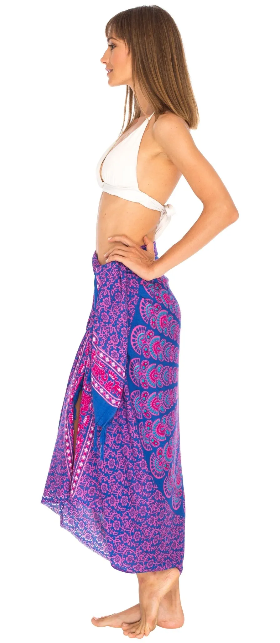 SHU-SHI Women Beach Cover Up Sarong Swimsuit Cover-Up Pareo Coverups Print