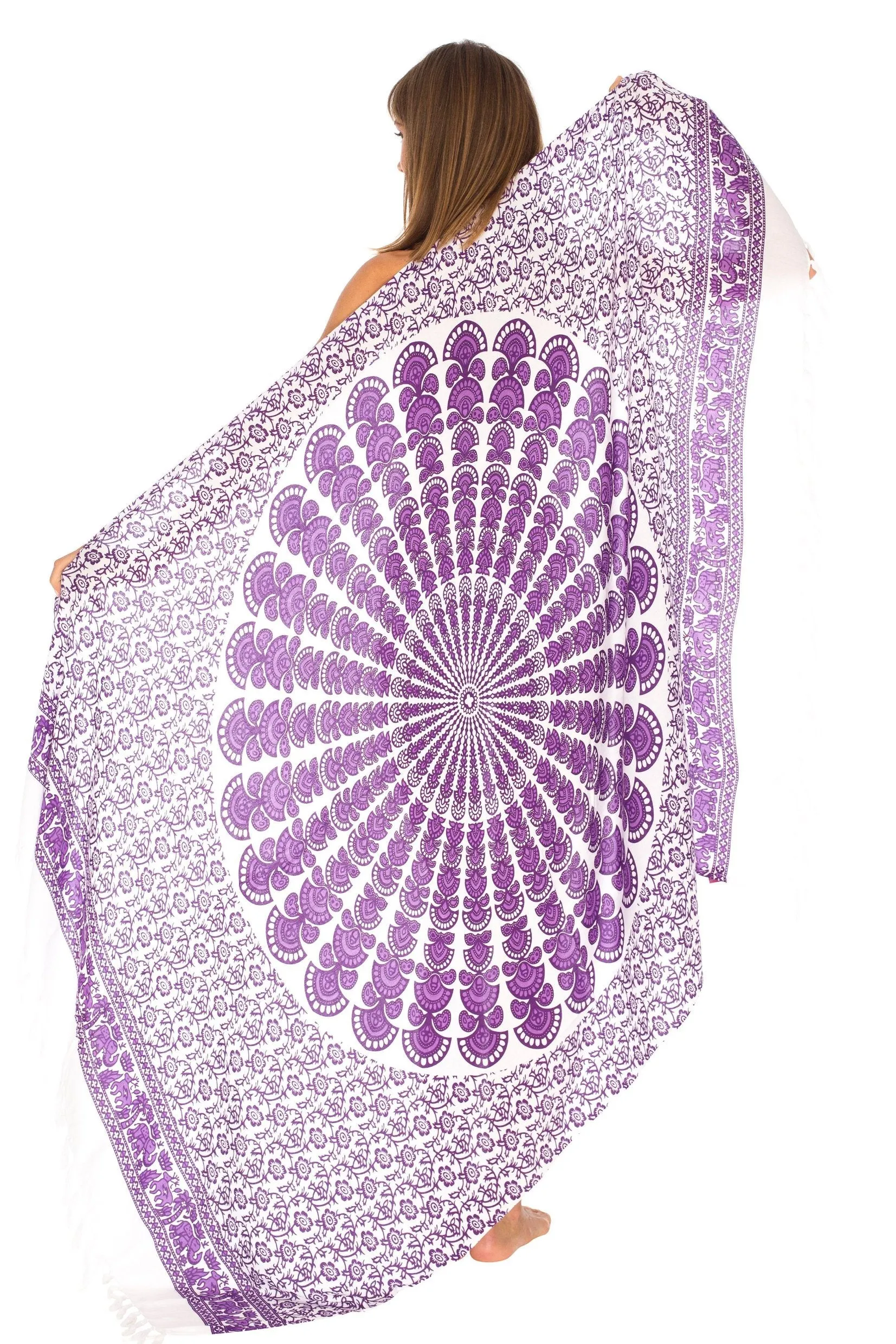 SHU-SHI Women Beach Cover Up Sarong Swimsuit Cover-Up Pareo Coverups Print