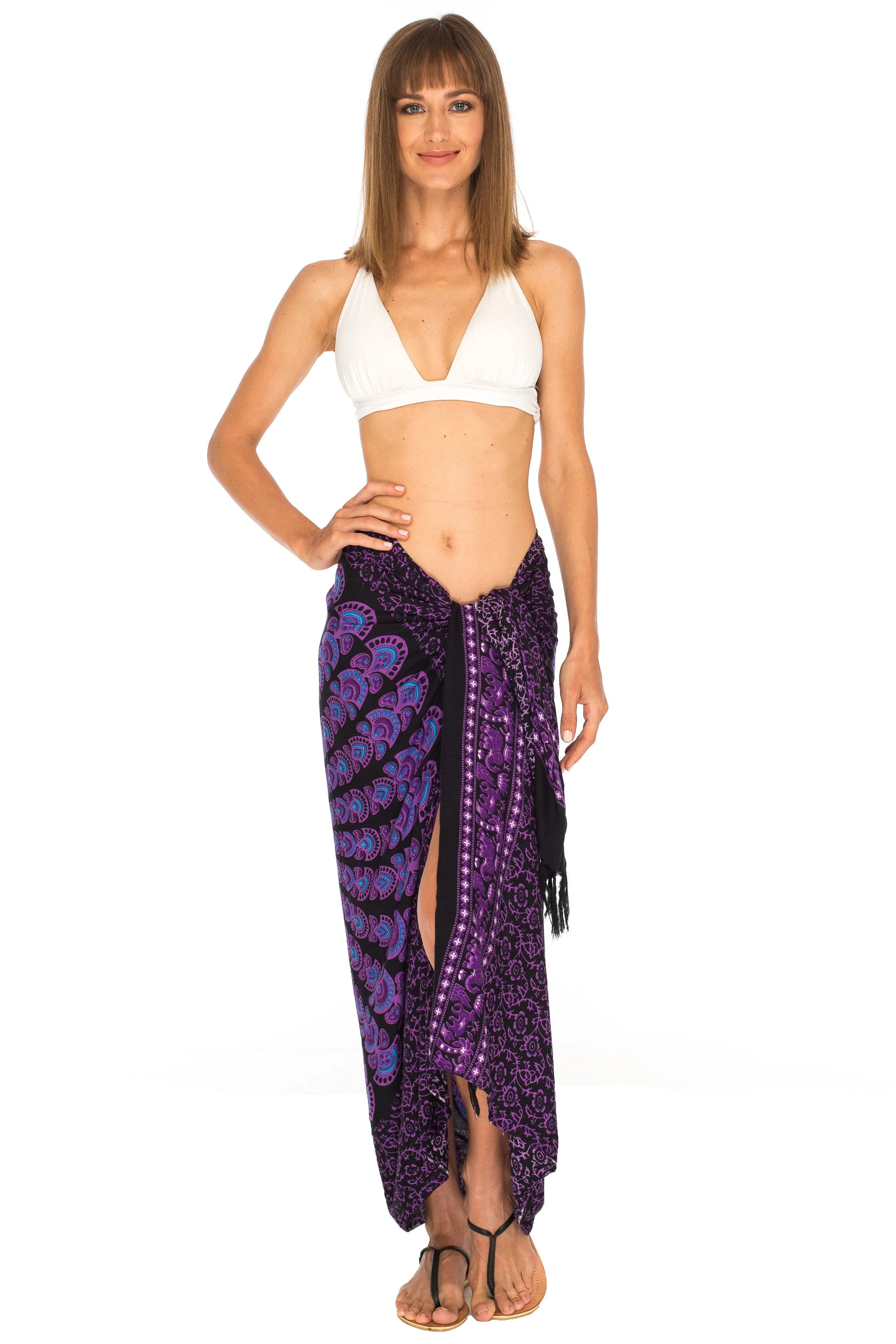 SHU-SHI Women Beach Cover Up Sarong Swimsuit Cover-Up Pareo Coverups Print