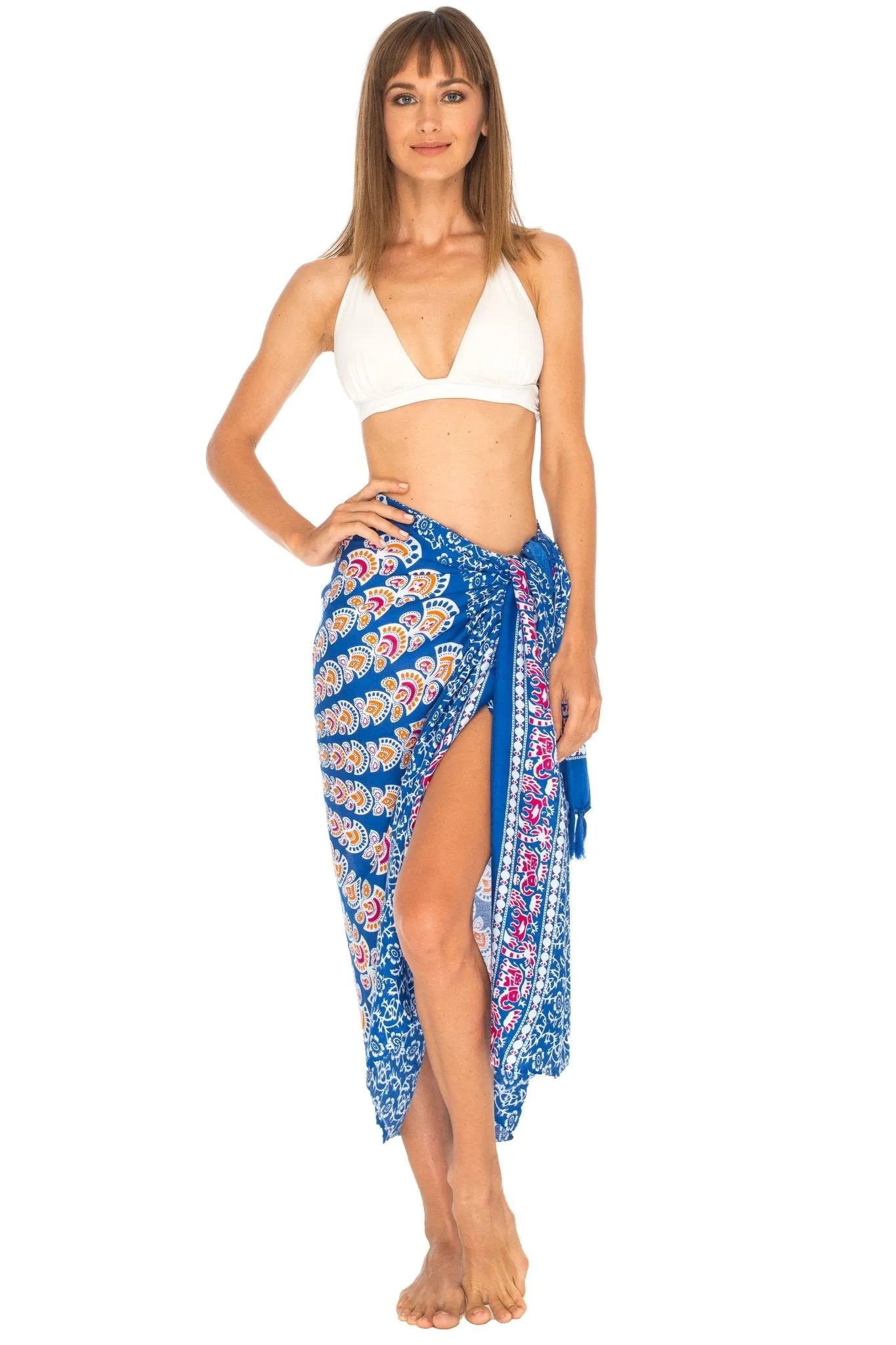 SHU-SHI Women Beach Cover Up Sarong Swimsuit Cover-Up Pareo Coverups Print
