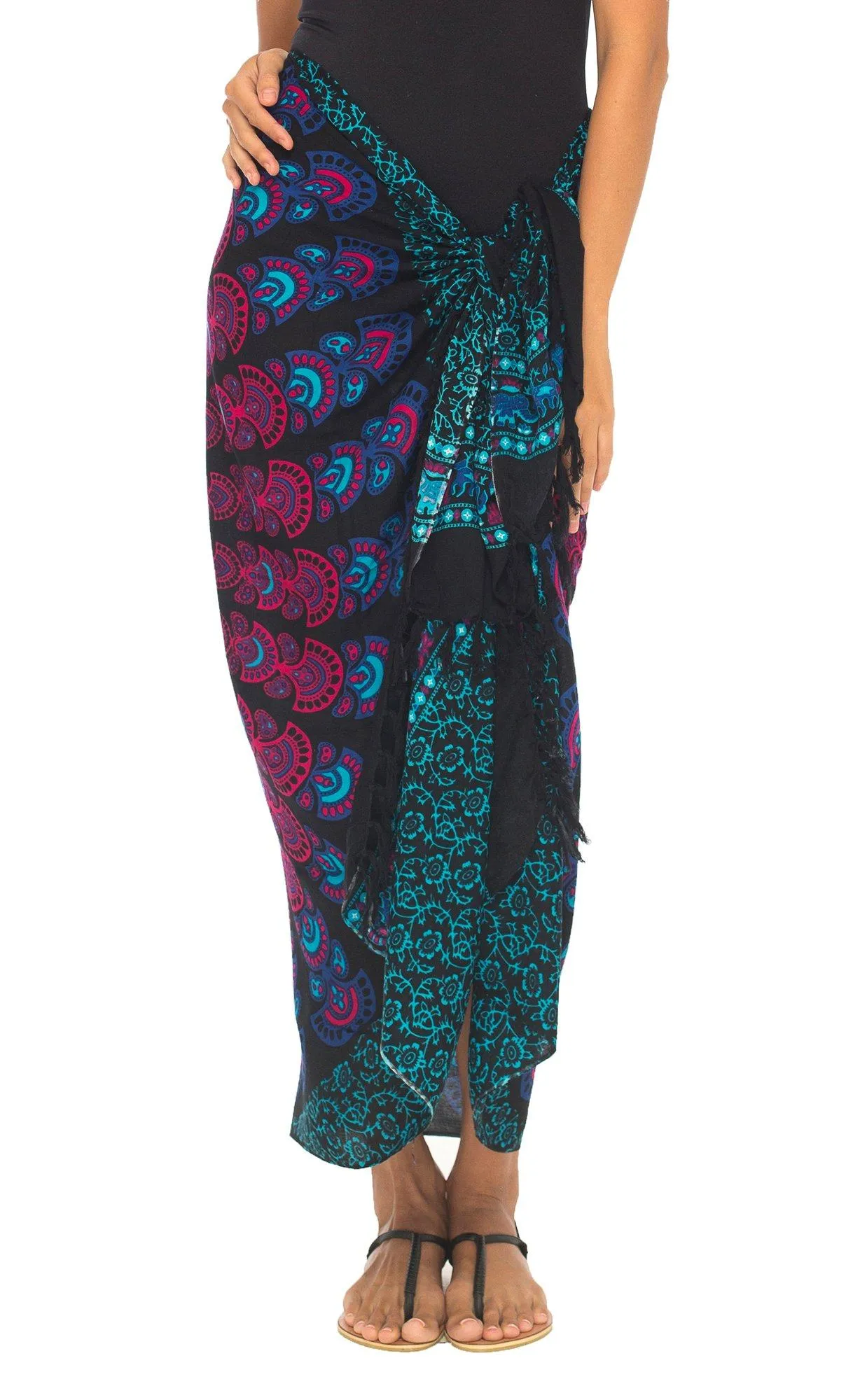 SHU-SHI Women Beach Cover Up Sarong Swimsuit Cover-Up Pareo Coverups Print