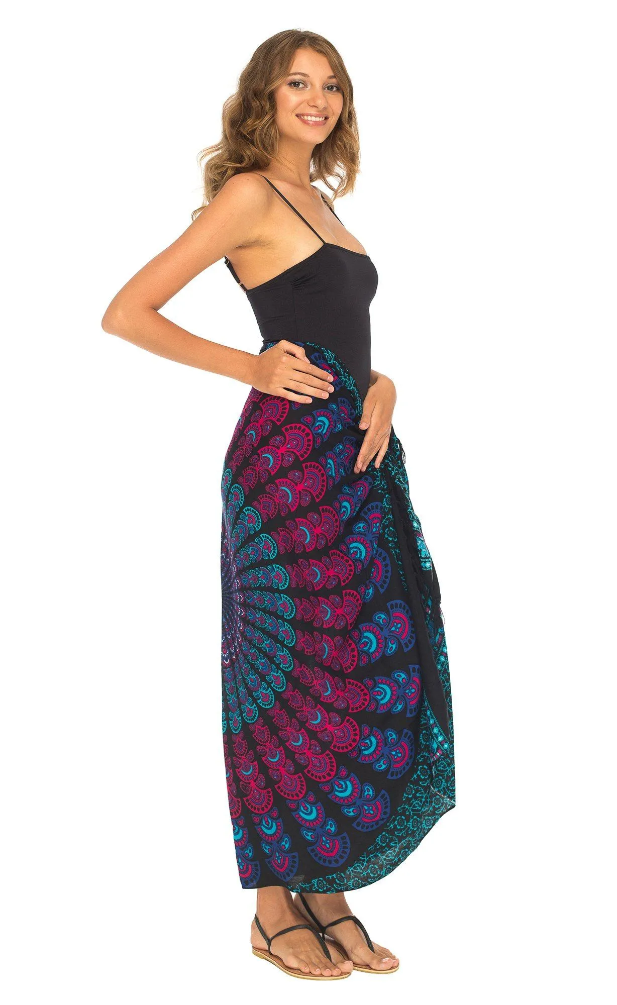 SHU-SHI Women Beach Cover Up Sarong Swimsuit Cover-Up Pareo Coverups Print