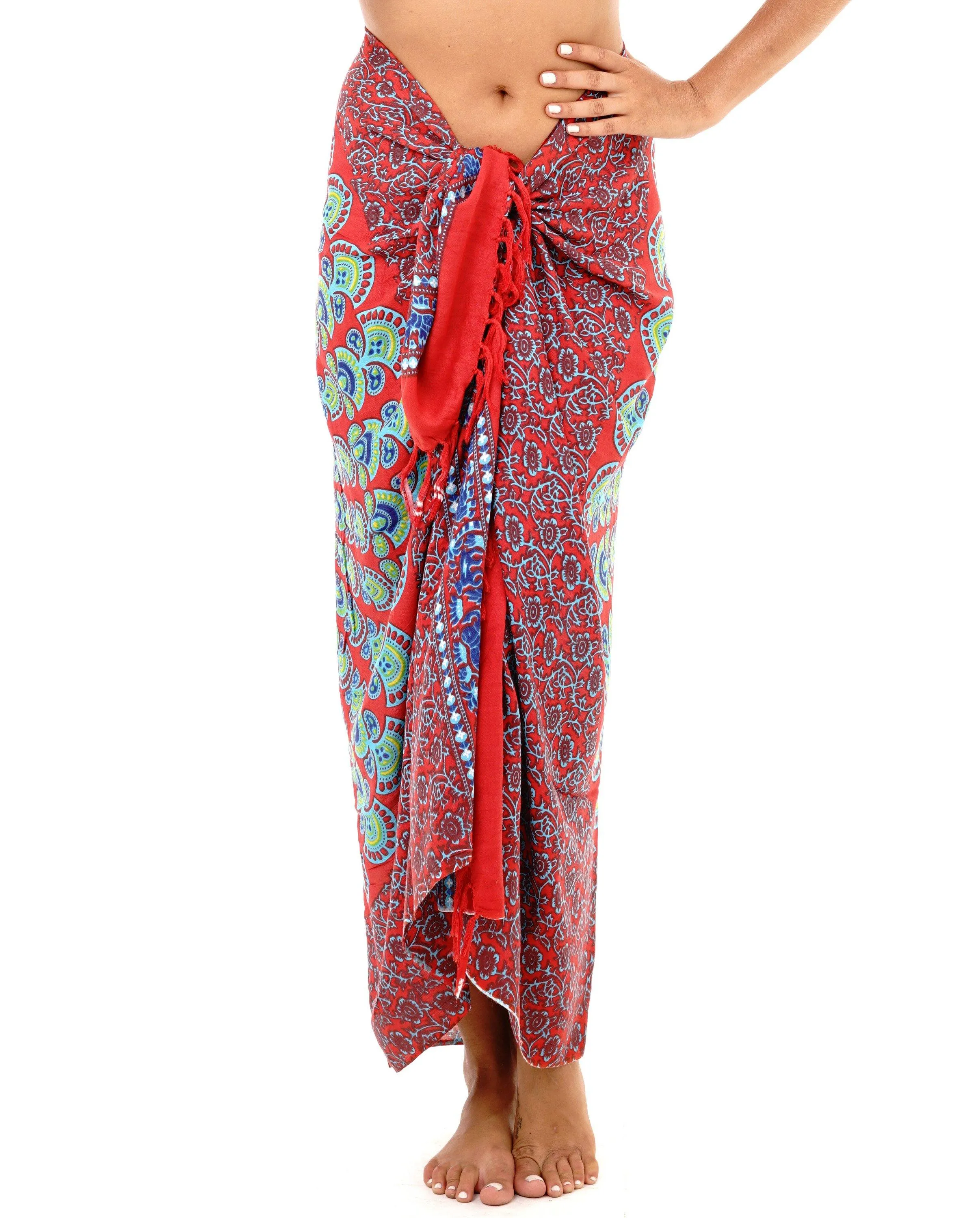 SHU-SHI Women Beach Cover Up Sarong Swimsuit Cover-Up Pareo Coverups Print