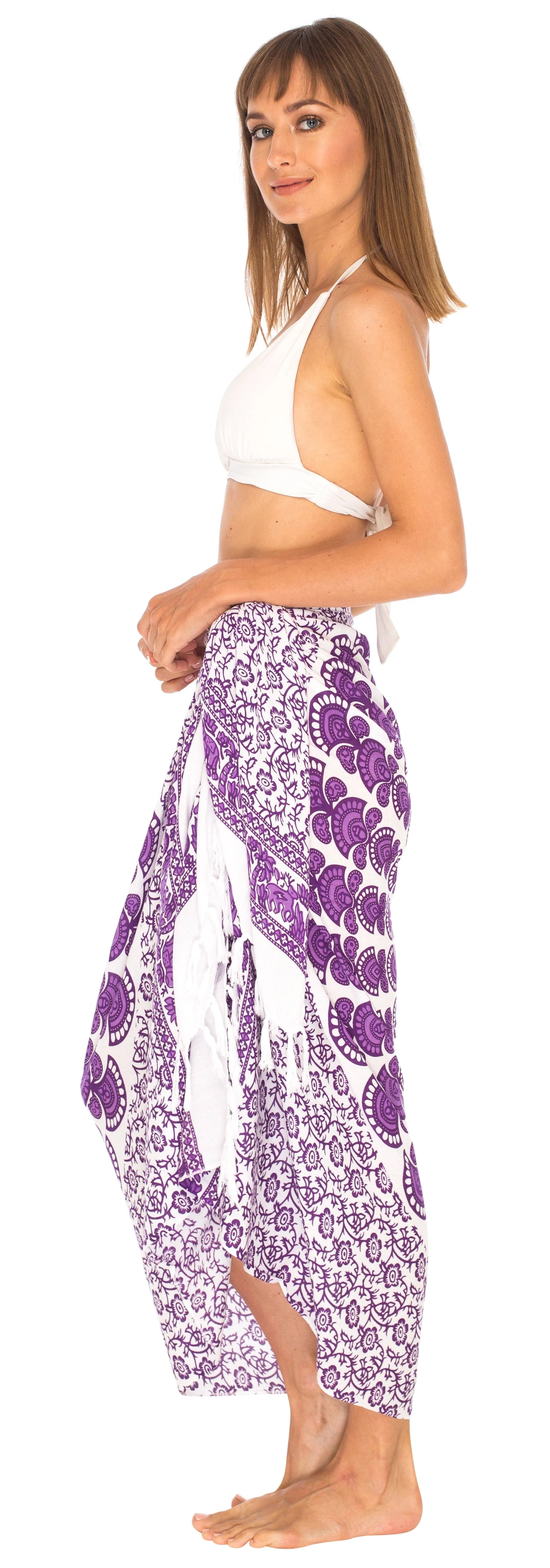 SHU-SHI Women Beach Cover Up Sarong Swimsuit Cover-Up Pareo Coverups Print