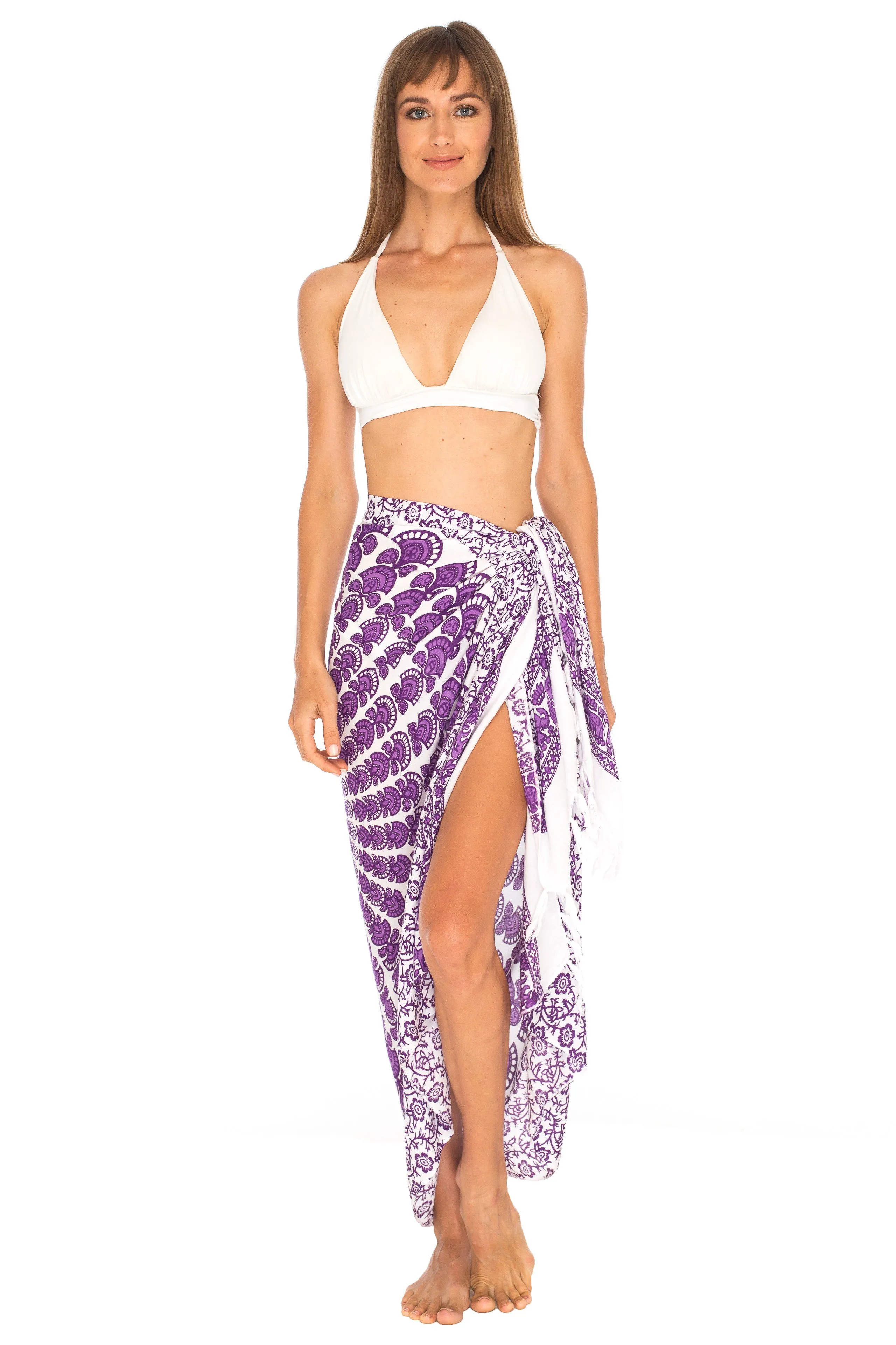 SHU-SHI Women Beach Cover Up Sarong Swimsuit Cover-Up Pareo Coverups Print