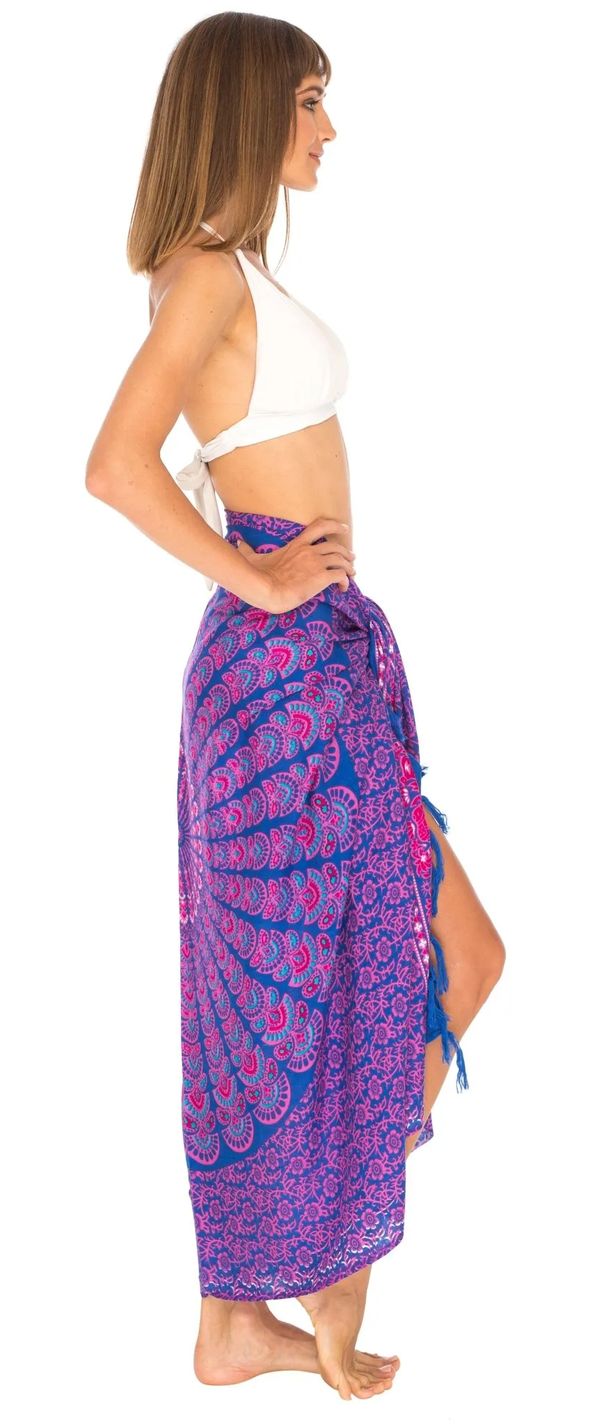 SHU-SHI Women Beach Cover Up Sarong Swimsuit Cover-Up Pareo Coverups Print