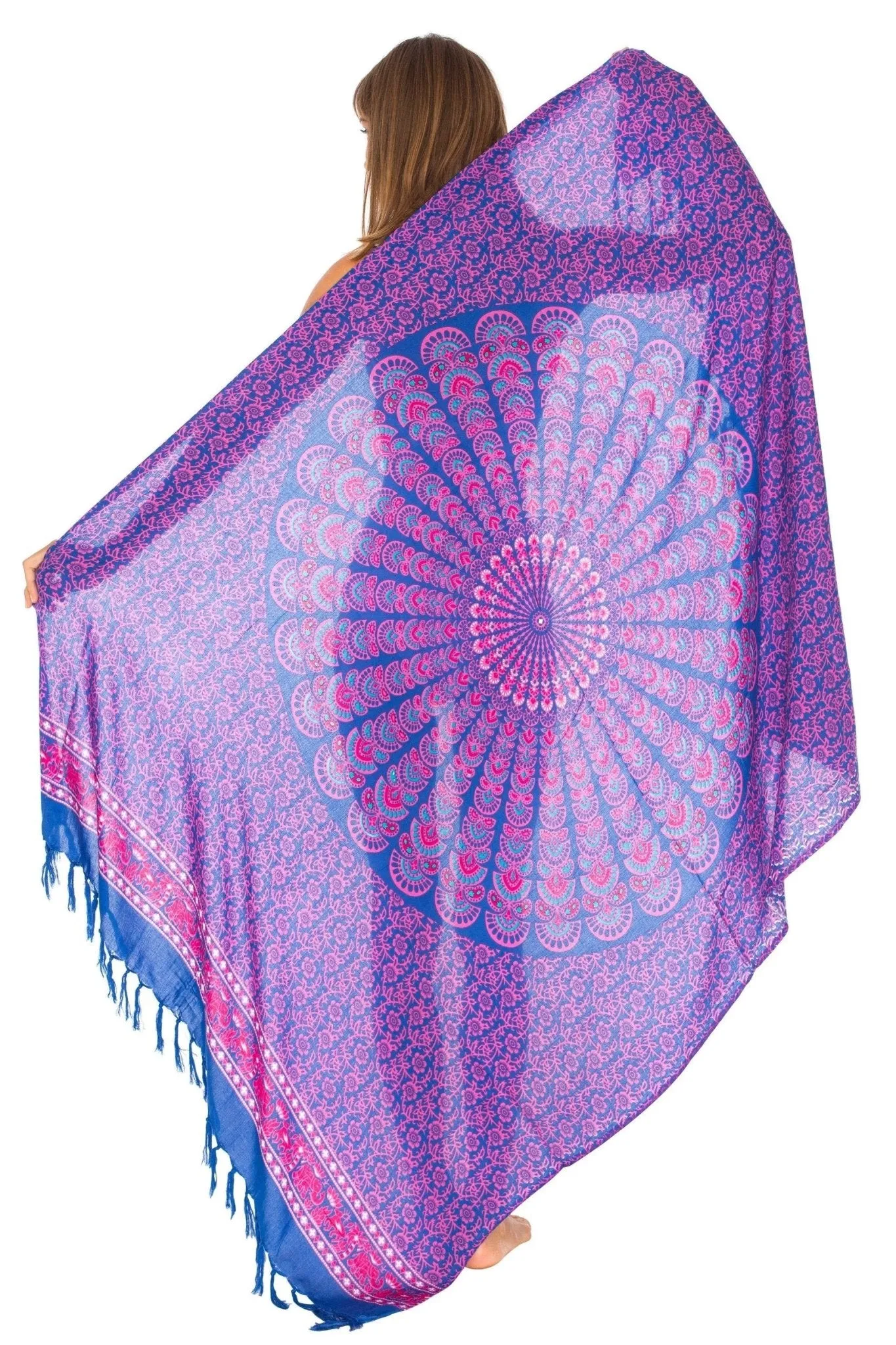 SHU-SHI Women Beach Cover Up Sarong Swimsuit Cover-Up Pareo Coverups Print