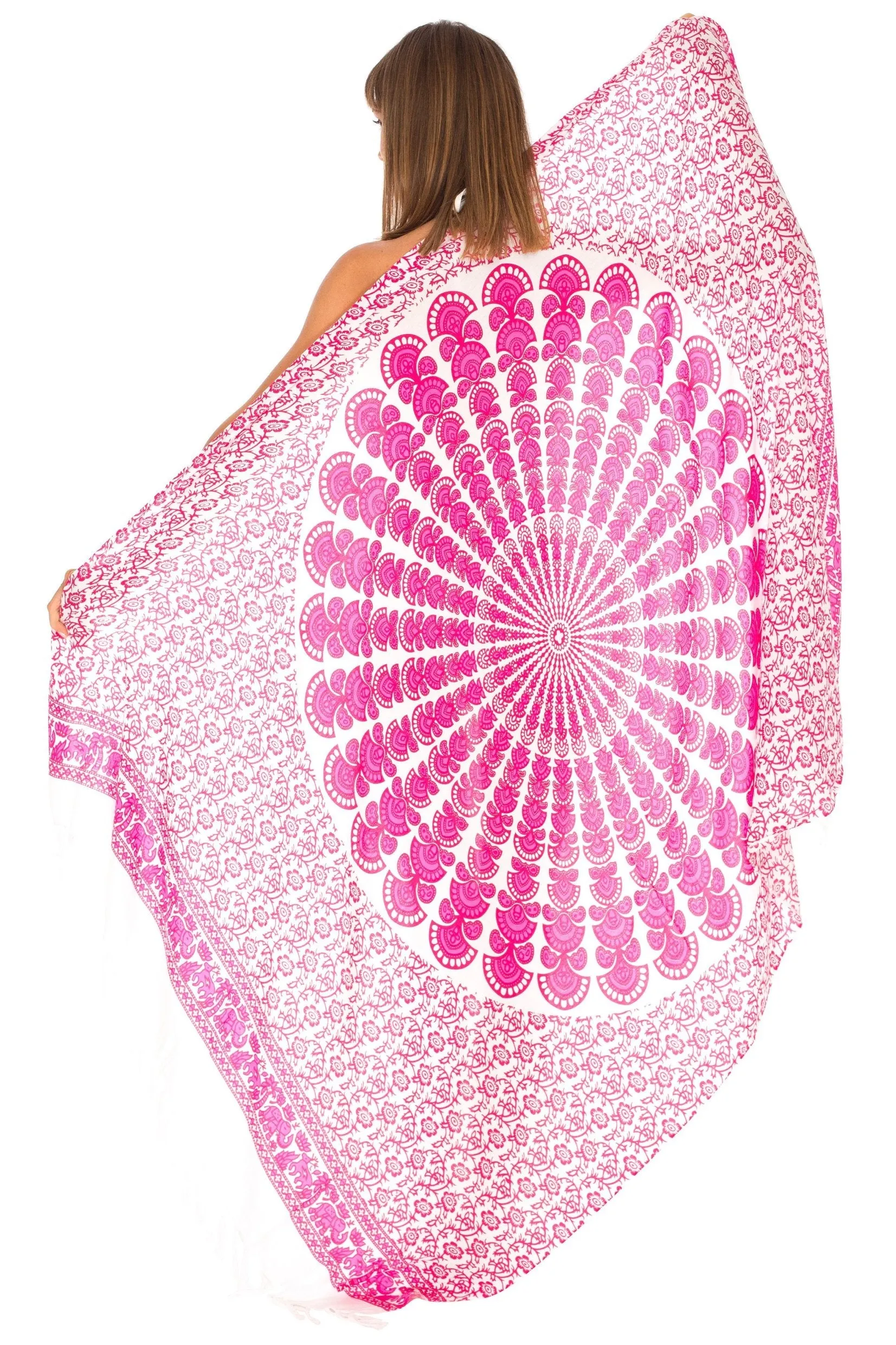 SHU-SHI Women Beach Cover Up Sarong Swimsuit Cover-Up Pareo Coverups Print